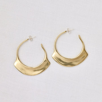 Hoops with fan detail at the bottom arch, brass with sterling silver ear wire-Marisa Mason