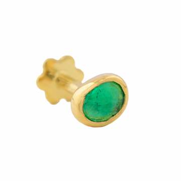 Emerald Flat Back Stud-OD Fine Earrings-Marisa Mason