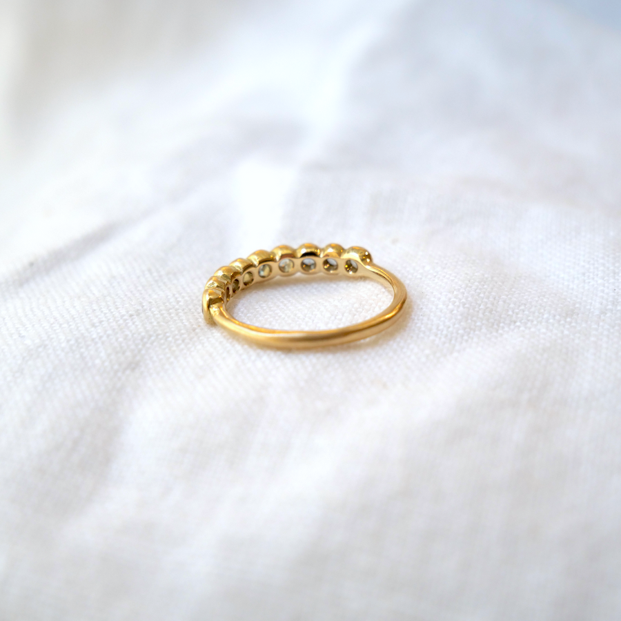 Soft blue Montana Sapphires, bezel set in a simple yellow gold band