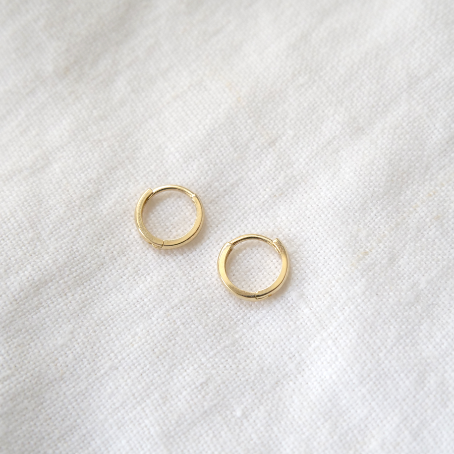 14k gold clicker huggie hoop earrings Marisa Mason Jewelry 10mm