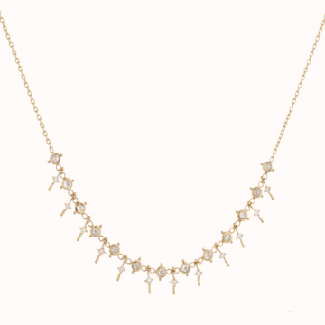 GOLD CHAIN NECKLACE WITH MULTI DIAMONDS WITH DANGLING DIAMONDS CHAIN NECKLACE.