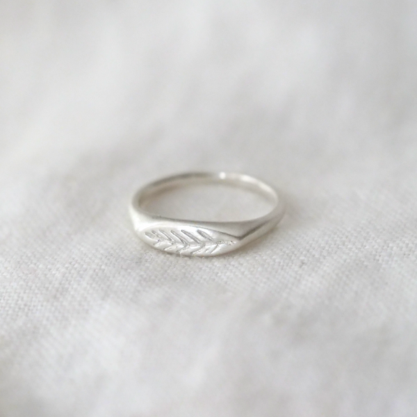 Sterling Silver Olive Branch Signet Ring | Marisa Mason Jewelry