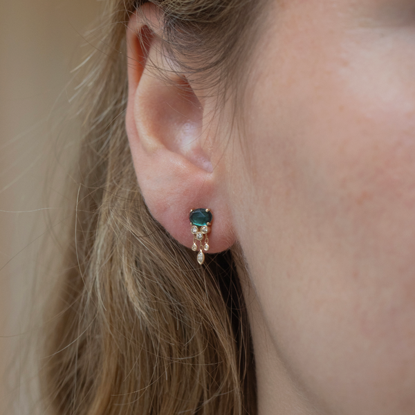 Jellyfish Tourmaline and Diamond Earrings - Mint Green | Celine