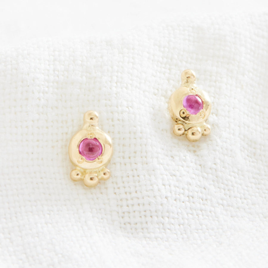Marisa Mason Jewelry Dew studs 18k gold earrings ruby emeralds diamonds turquoise everyday studs