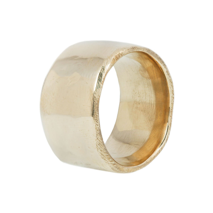 Wide band brass ring with subtle and slight natural texturing