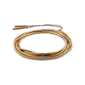 Abacus Row glass beads 14k silk cord wrap bracelet necklace