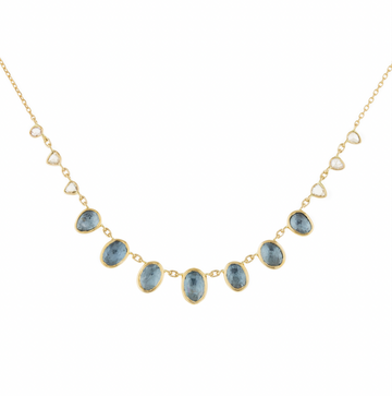 Multi Aquamarine and Diamonds Necklace-OD Fine Necklaces-Marisa Mason