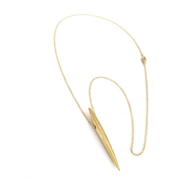 Double pointed brass pendant on chain-Marisa Mason Jewelry