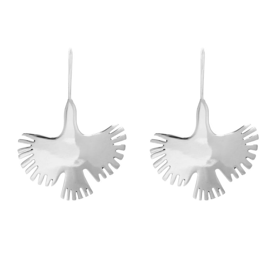 flying bird silver earrings on silver hook ear-wire -Marisa Mason Jewelry