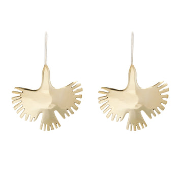 flying bird brass earrings on silver hook ear-wire -Marisa Mason Jewelry