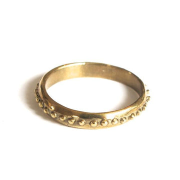 Thin ring with small granulation detail around entire band, about 3mm wide-Marisa Mason Jewelry