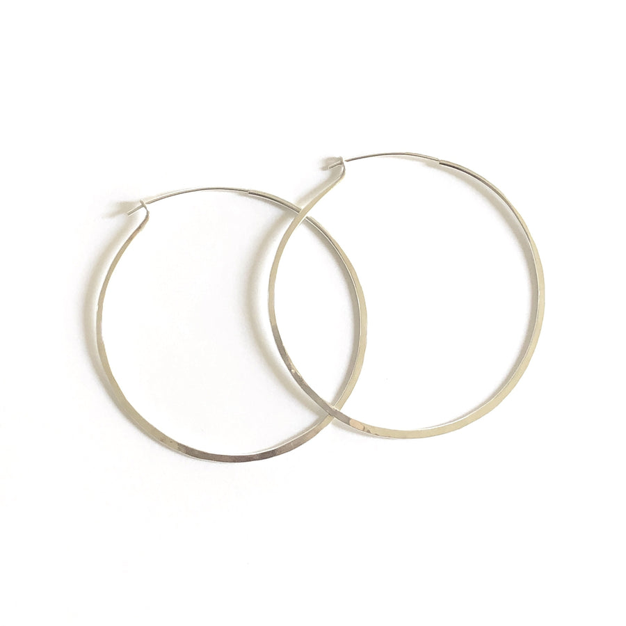 CLASSIC hammered sterling silver hoops with sterling silver ear wire 