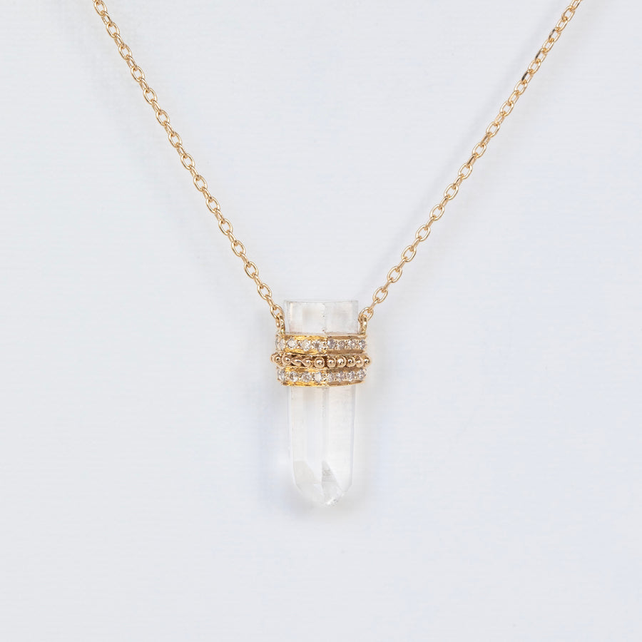 Quartz and Diamond Healing Necklace