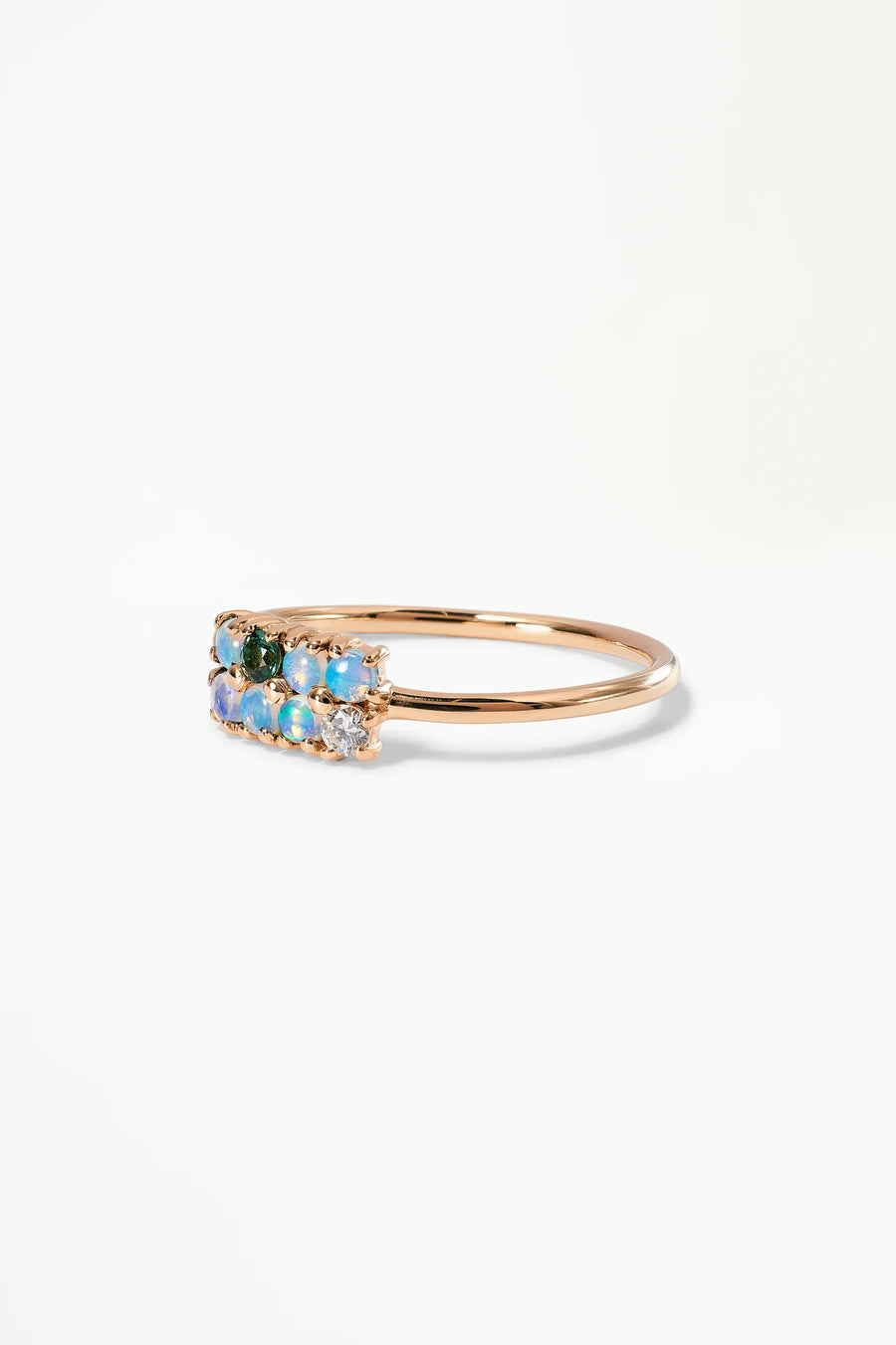 Opal, Diamond, and Tourmaline Lattice Ring