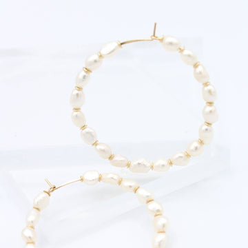 1.75” diameter, 14k gold filled hoop wire Freshwater pearls