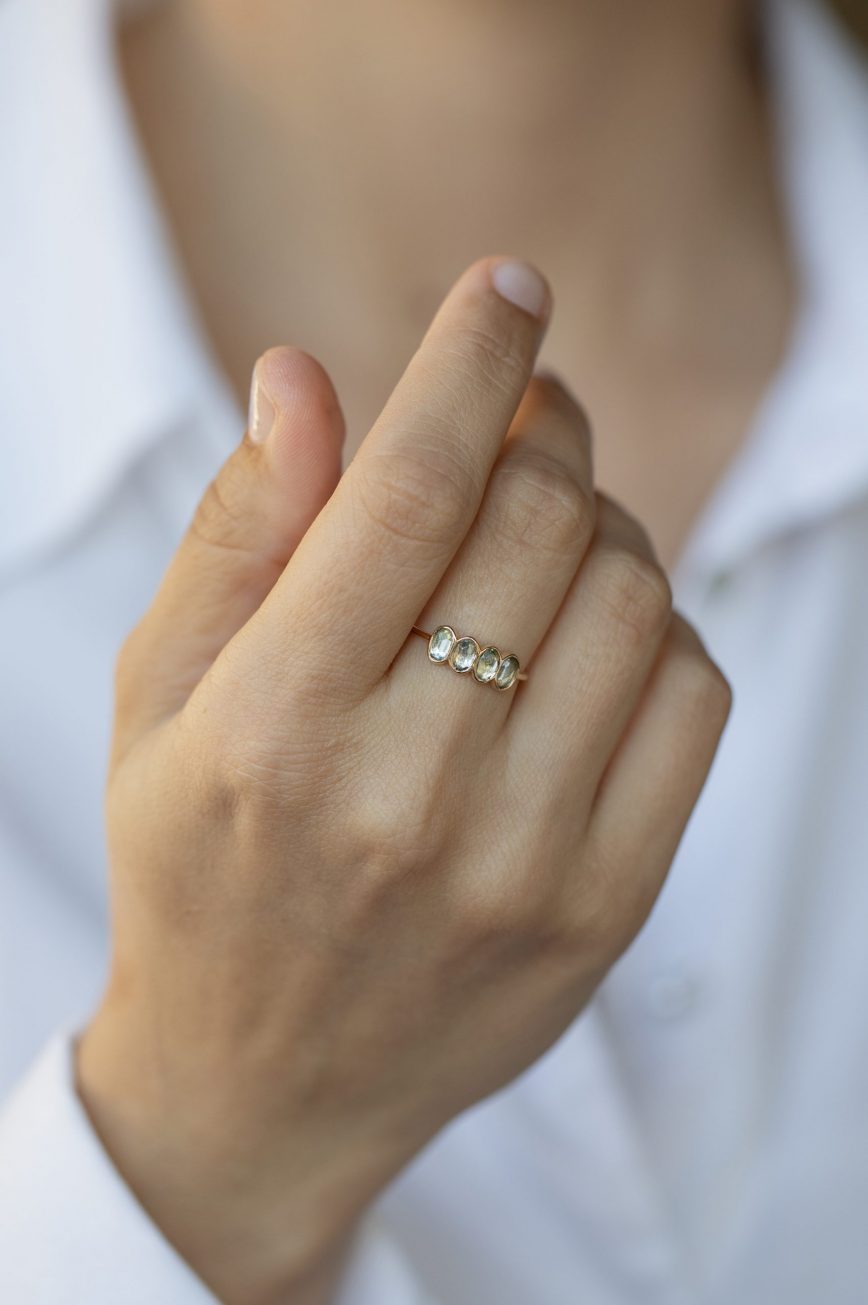 Green Tourmaline Multistone Ring