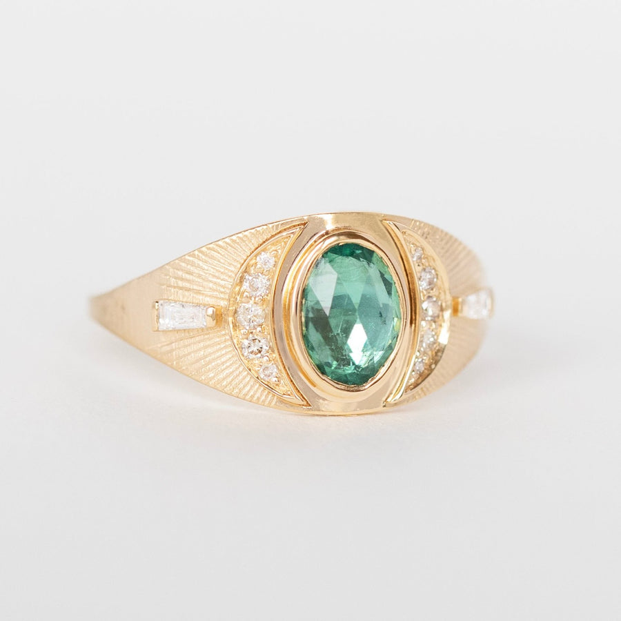 Turquoise Tourmaline and Moon Ring