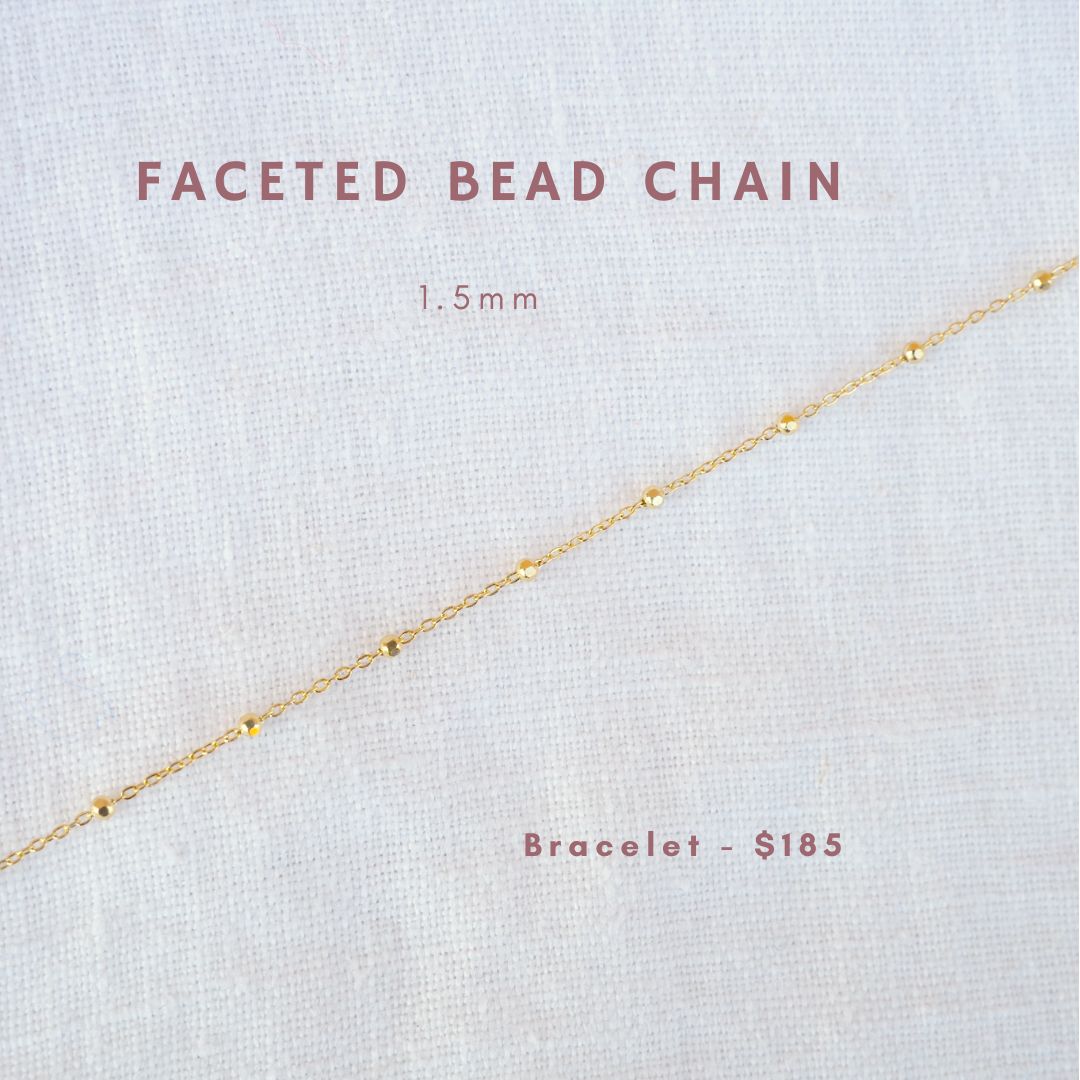 Faceted Brad chain 1.5mm wide,  bracelet is $185