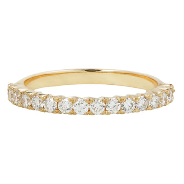 half eternity gold band prong set with white diamonds 