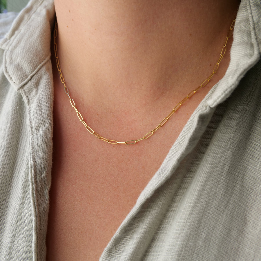14K Paperclip Chain Necklace-OD Fine Necklaces-Marisa Mason