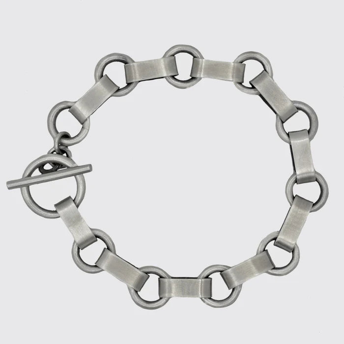 Handmade, heavy chain made of solid sterling silver, with a toggle clasp.