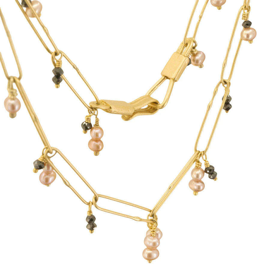 Pearl and Black Diamond Grand Abacus Chain