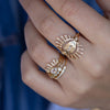 3 of 3: Large Sun Eye Marquise Diamond & Diamond Beams Ring