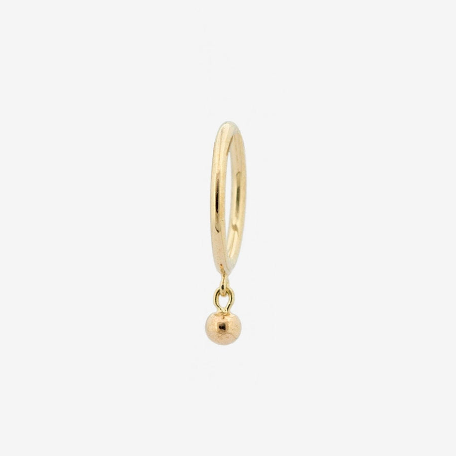 Droplet huggies hoops for any piercing with a dangling gold ball
