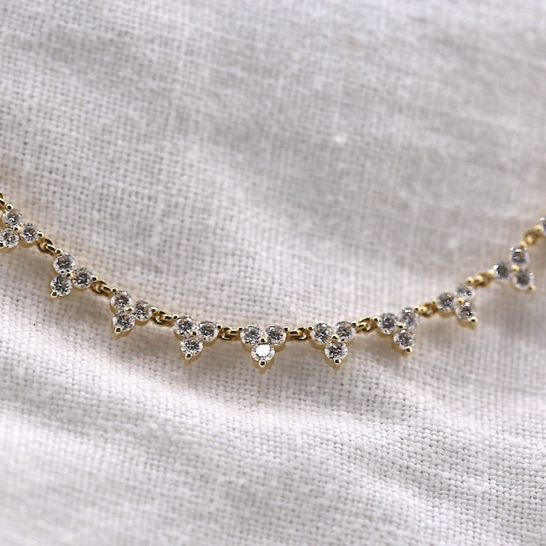 Diamond Trio Clusters Necklace