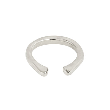 Silver u ring on a white background