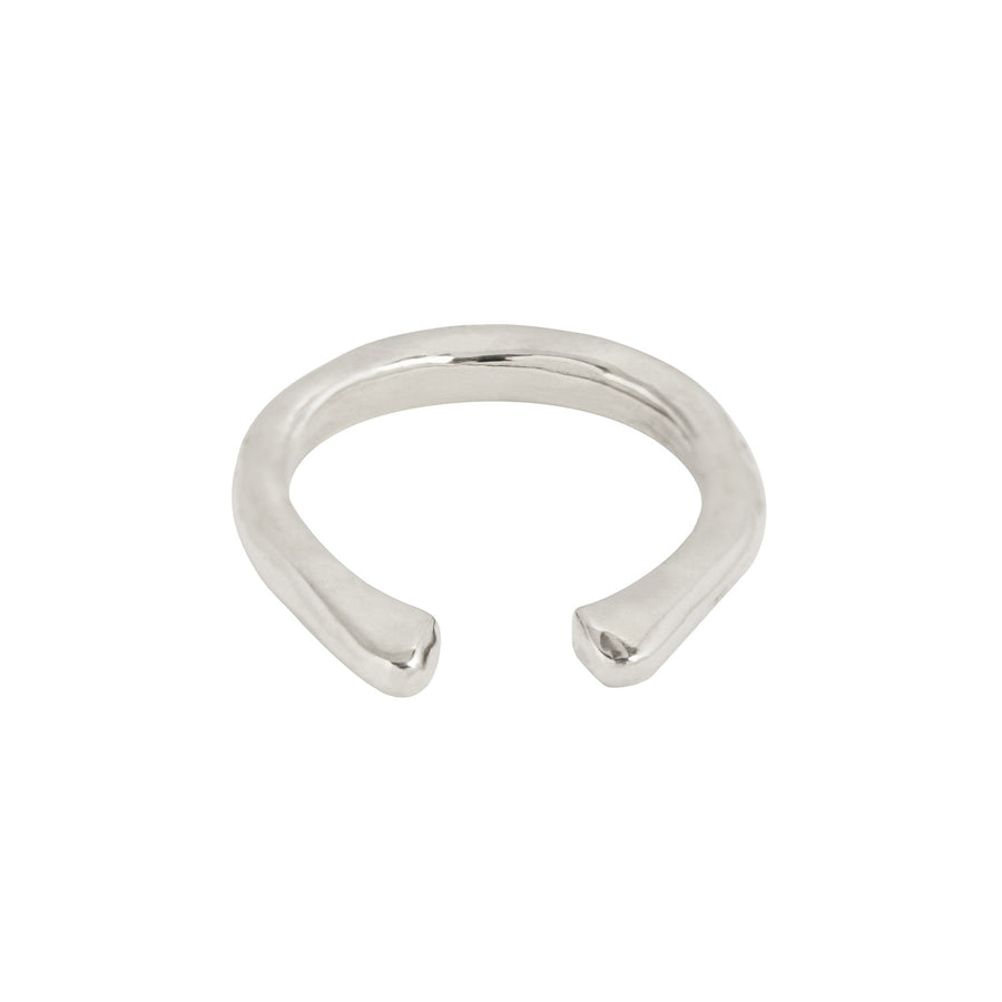 Silver u ring on a white background
