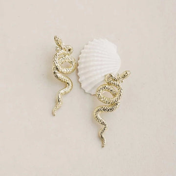 Serpent shaped brass earrings