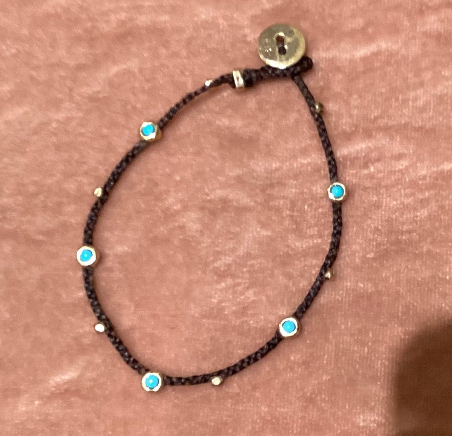 Turquoise Bezel Charms Bracelet