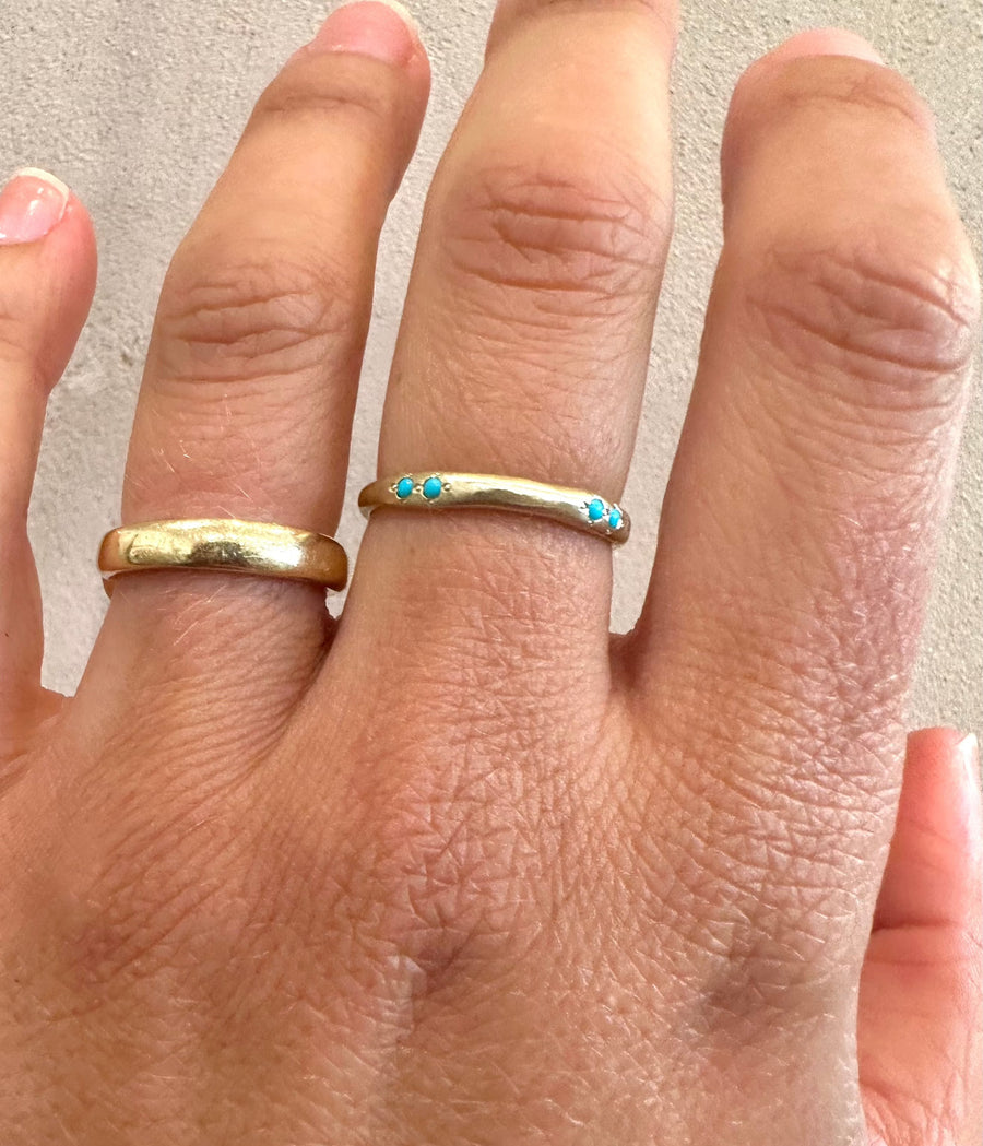 Delicate Wavy Band - Turquoise Pairs-MM Fine Rings-Marisa Mason