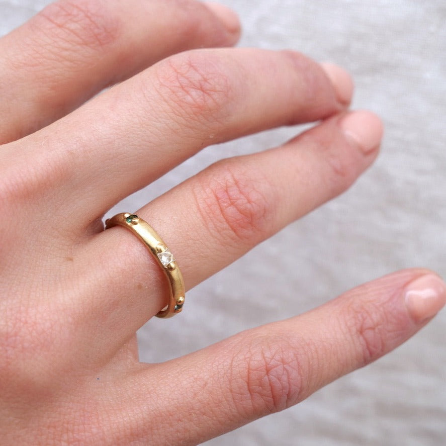 Montana Sapphire and Diamond Natural Band