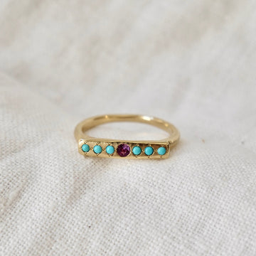 Message ring - Amethyst and Turquoise-MM Fine Rings-Marisa Mason