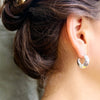 2 of 3: silver chunky post hoop on model