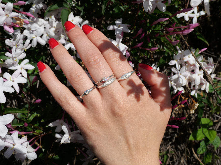 Sterling Silver Olive Branch Signet Ring
