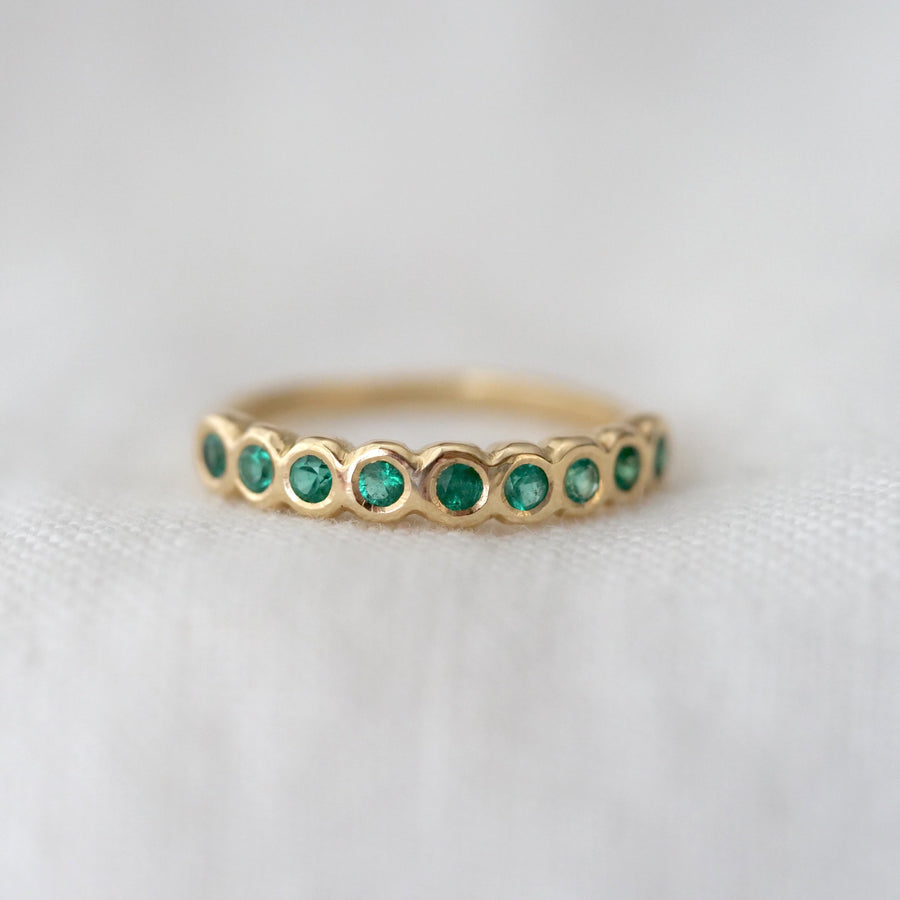 9 Stone Emerald Ring