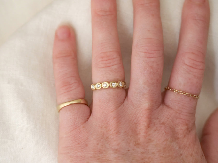 6 Stone Organic Bezel Band