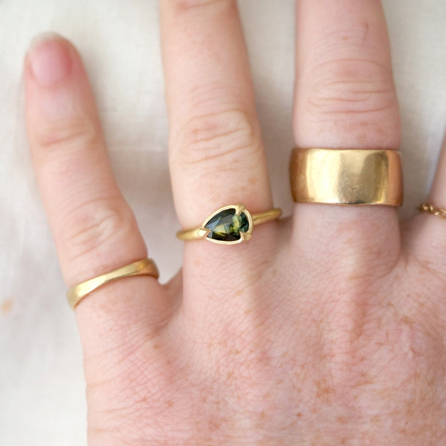 East West Pear Shaped Sapphire Solitaire - One of a Kind