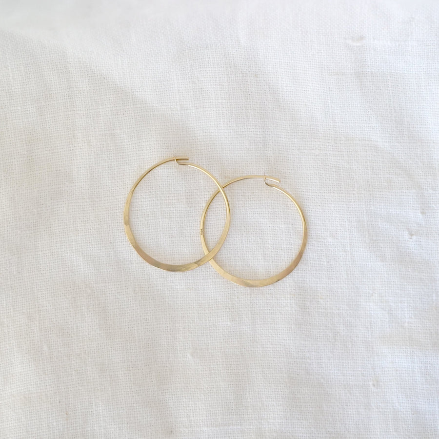 14k Gold Hammered Wire Hoops