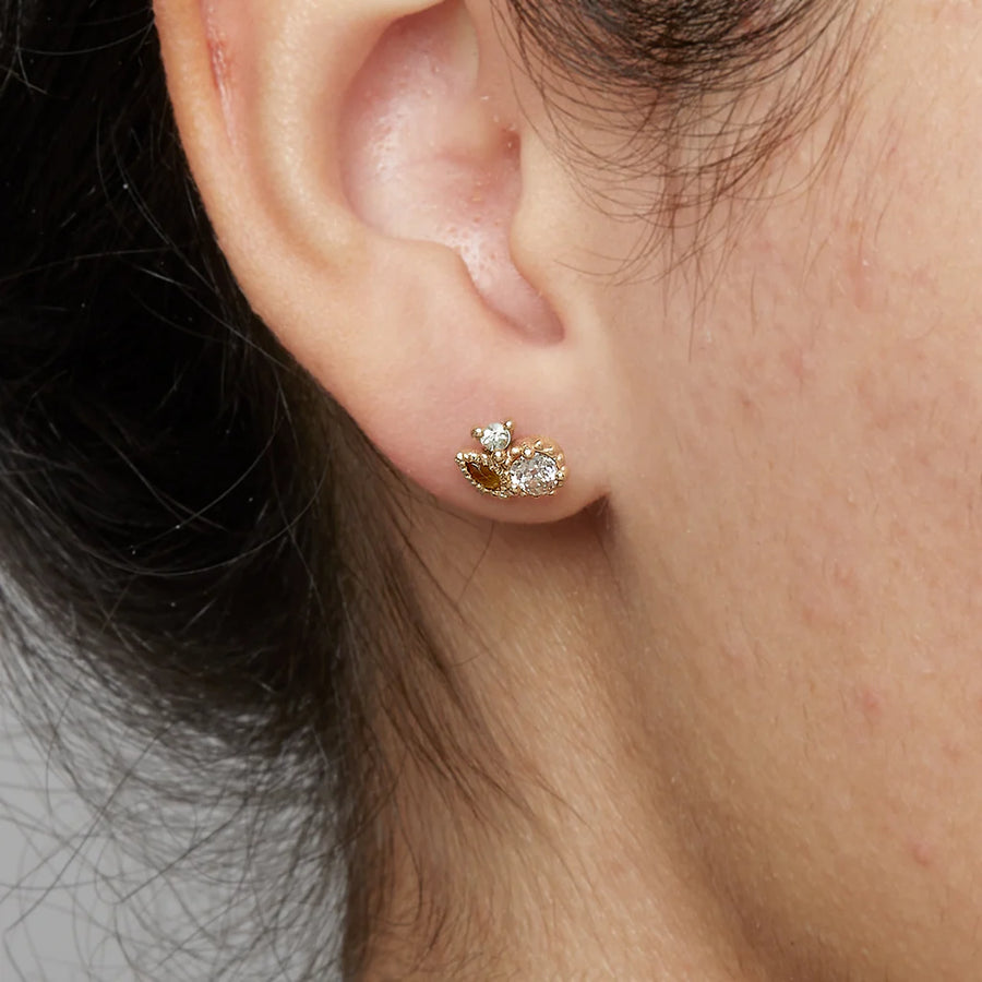 Champagne Diamond and Sapphire Cluster Studs