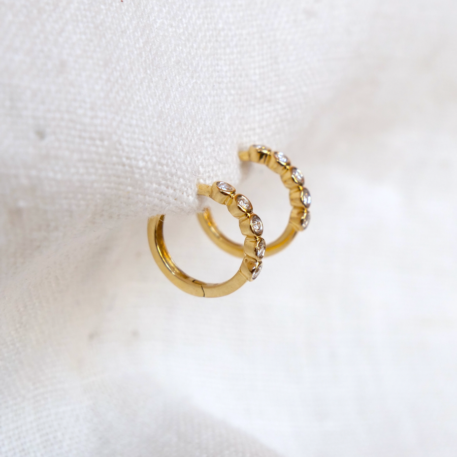 5 Diamond Bezel Clicker-OD Fine Earrings-Marisa Mason