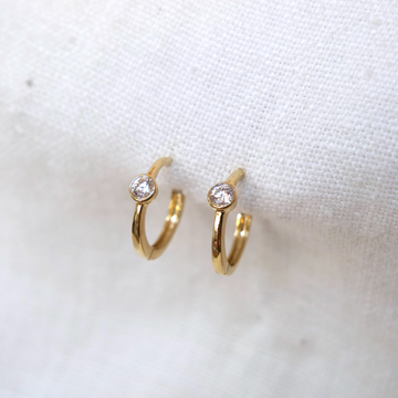 2.7mm Bezel Single Diamond Clicker-OD Fine Earrings-Marisa Mason