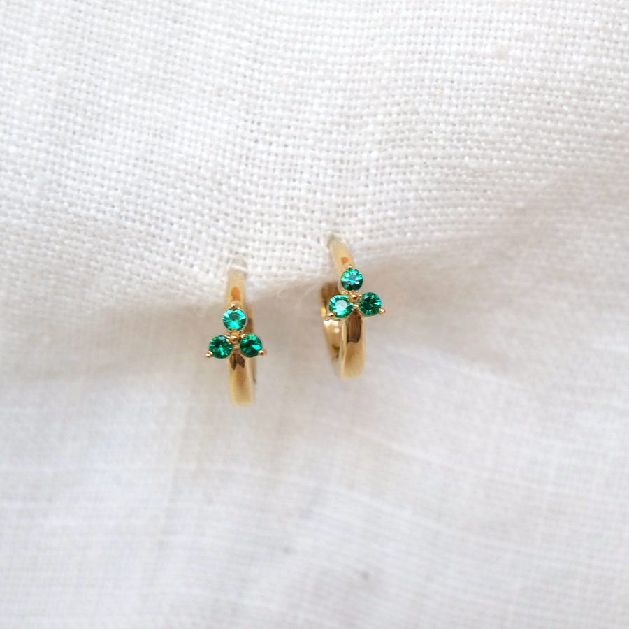 Emerald Triplets Clicker-OD Fine Earrings-Marisa Mason