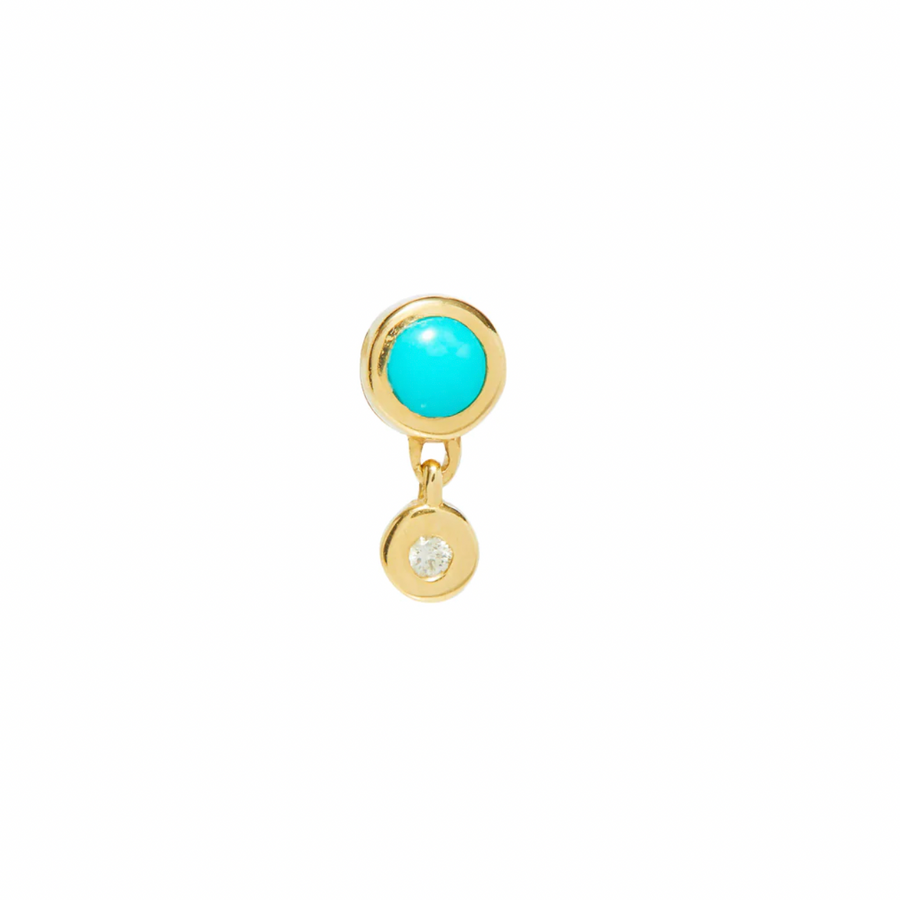 Bezel Stud with Turquoise-OD Fine Earrings-Marisa Mason