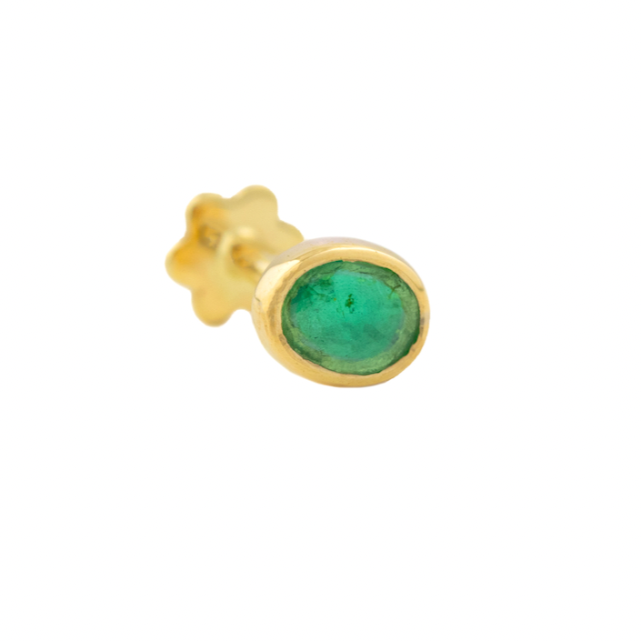 Emerald Flat Back Stud-OD Fine Earrings-Marisa Mason