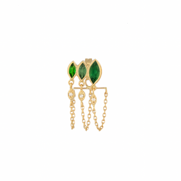 Triple Marquise Green Tourmaline Chain Earring-OD Fine Earrings-Marisa Mason