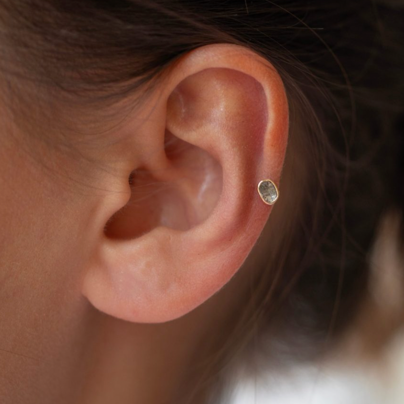 Grey Diamond Flat Back Stud-OD Fine Earrings-Marisa Mason